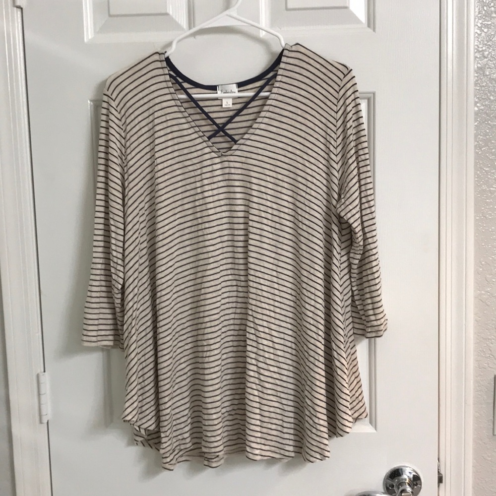 Navy and cream striped tunic